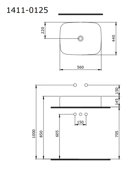 Bocchi New Age Tezgah Üstü Lavabo 55 cm Parlak Beyaz 1411-001-0125 - Resim 5