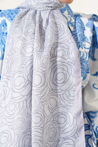 Çizgi Gül Desen Soft Şal Taş - Resim 4