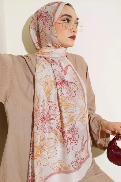 Antik Çiçekli Soft Şal Mocha - Resim 2