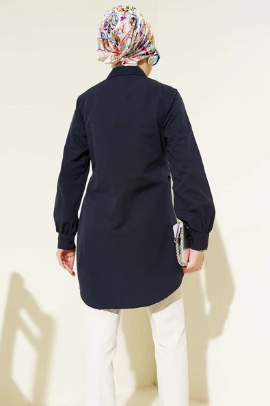 Yandan Bağlamalı Tunik Lacivert - Resim 3