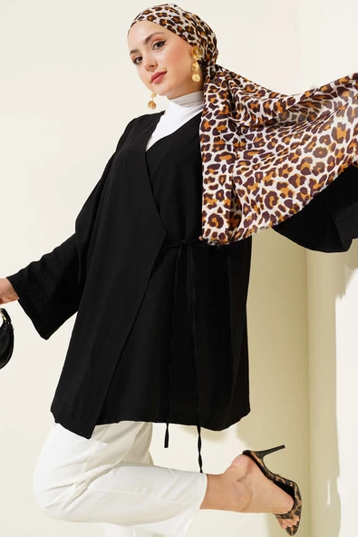 İp Bağlamalı Kimono Siyah ürün görseli 1