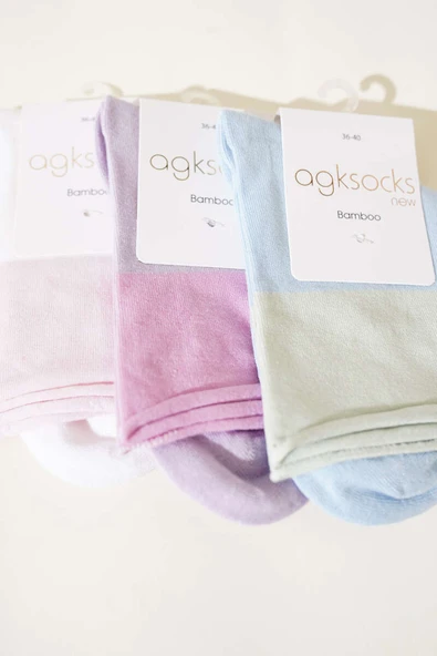 Bayan 4lü Çift Renkli Bambu Soket Çorap Asorti 1 - Resim 2