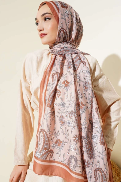 Etnik Paisley Soft Şal Taba - Resim 2