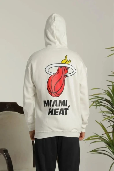 Erkek Oversize Üç İplik Kapüşonlu Sweatshirt –Sırt ve Ön Baskılı, Kanguru Cepli, Rahat Kalıp Maskot Desenli Model - Siya ürün görseli 1