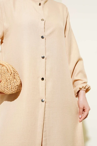 Hakim Yaka Düğmeli İkili Takım Camel - Resim 4