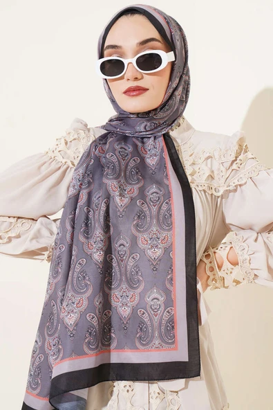 Antik Paisley Desen Şal Füme ürün görseli 1