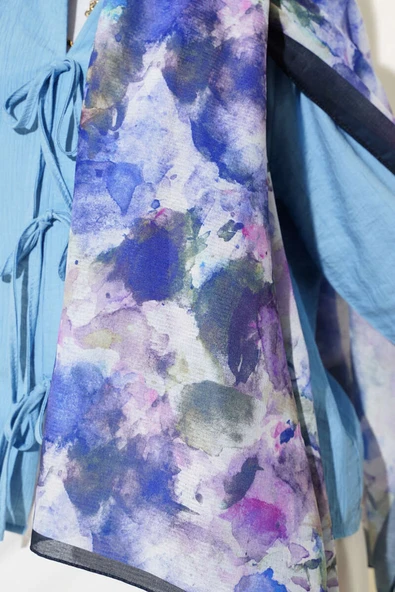 Brush Desen Lina Şal Leylak - Resim 4