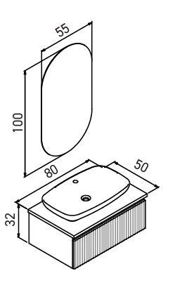 Orka Lentia 80 cm Ceviz Banyo Dolabı Takımı - Resim 3
