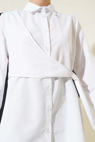 Yandan Bağlamalı Tunik Beyaz - Resim 4