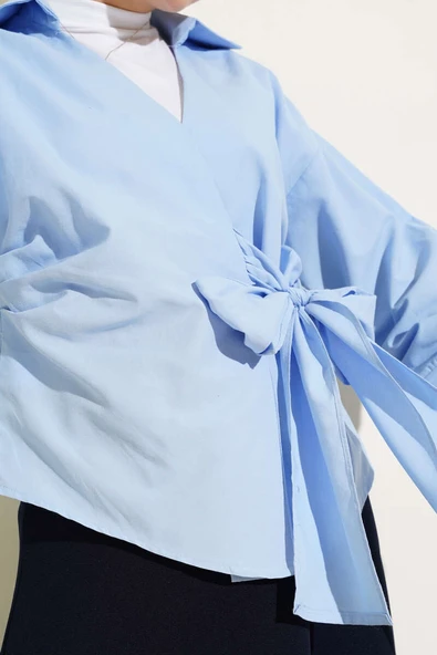 Yandan Bağlamalı Bluz Bebe Mavi - Resim 4