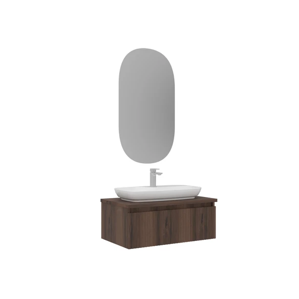 Orka Lentia 80 cm Ceviz Banyo Dolabı Takımı ürün görseli