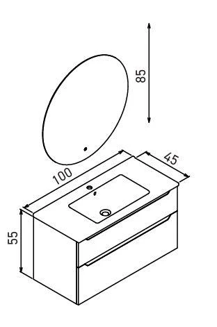 Orka Messina 100 cm Tuscan Kırmızı LED Banyo Dolabı Takımı ve Boy Dolabı - Resim 4