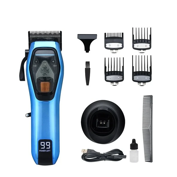 WA-0222 Profesyonel Şarjlı Saç,Sakal,Ense,Vücut Traş Kesme Makinesi / Ergonomik Tasarım, Uzun Pil Ömrü, LED Ekran