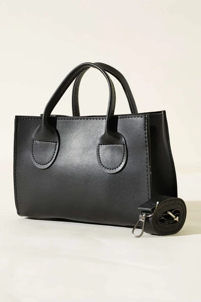 Fermuarlı Kısa Kulplu Çanta Siyah ürün görseli 1