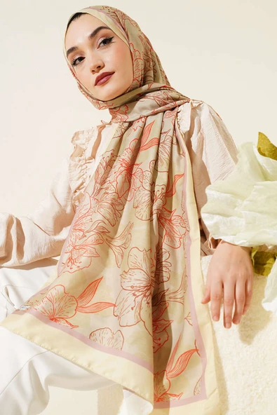 Antik Çiçekli Soft Şal Yağ Yeşili - Resim 2