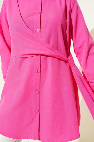 Yandan Bağlamalı Tunik Fusya - Resim 4