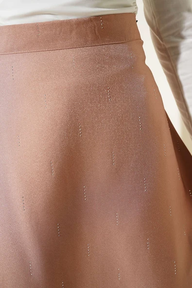 Sıra Taşlı Etek Camel - Resim 4