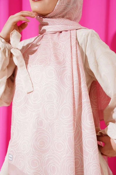 Çizgi Gül Desen Soft Şal Yavru Ağzı - Resim 4