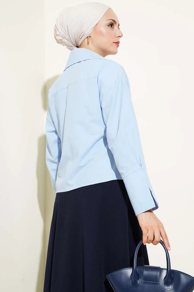 Yandan Bağlamalı Bluz Bebe Mavi - Resim 3