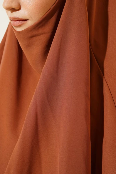 Şifon Sufle Himar Şal Kiremit - Resim 4