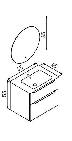 Orka Messina 65 cm Meşe LED Banyo Dolabı Takımı ve Boy Dolabı - Resim 2
