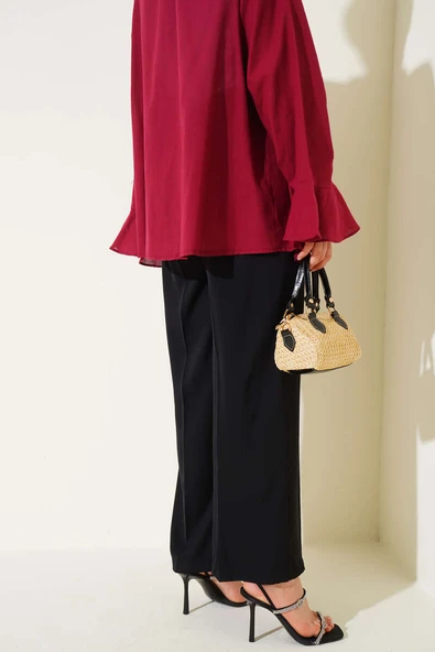 Ön Düğmeli Yan Cepli Pantolon Siyah - Resim 3