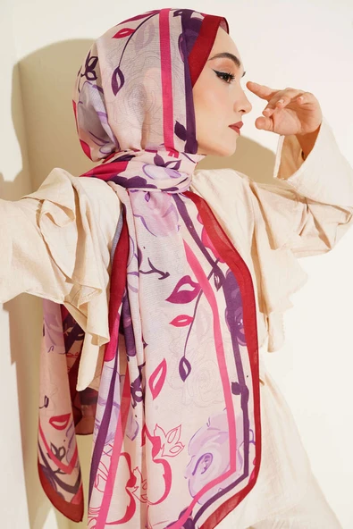 Gül Motifli Şal Bordo ürün görseli 1