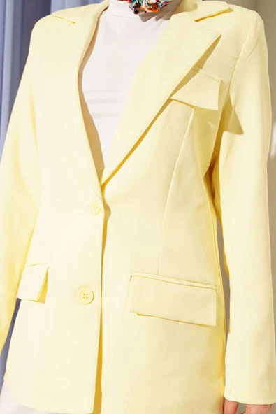 Basic Cepli Ceket Sarı - Resim 4