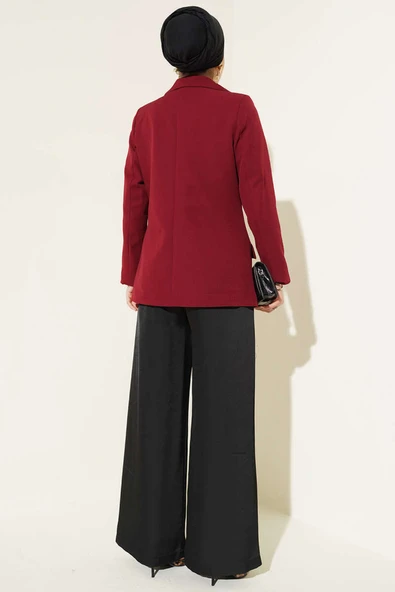 Basic Cepli Ceket Bordo - Resim 3