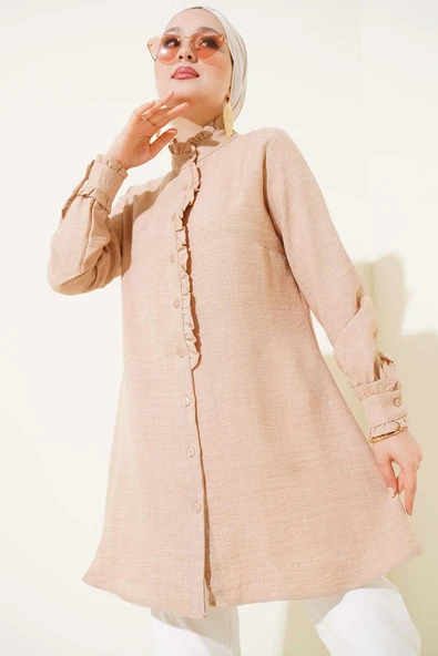 Fırfır Detaylı Tunik Camel ürün görseli