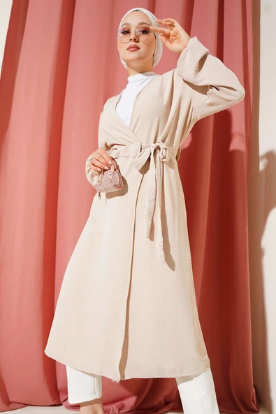 Ayrobin İçten Bağcıklı Hırka Bej ürün görseli 1