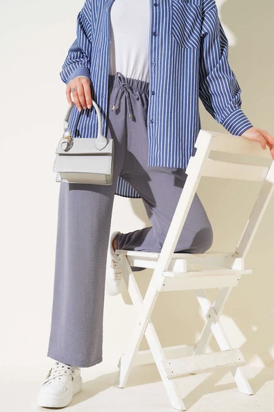 Geniş Paçalı Ayrobin Pantolon Kayrak Grisi ürün görseli 1