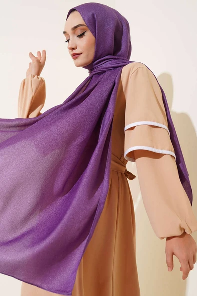 Pırıltı Soft Şal Lila - Resim 2
