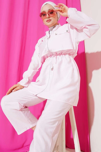 Cep Kapak Bel Tünelli İkili Takım Pembe - Resim 2