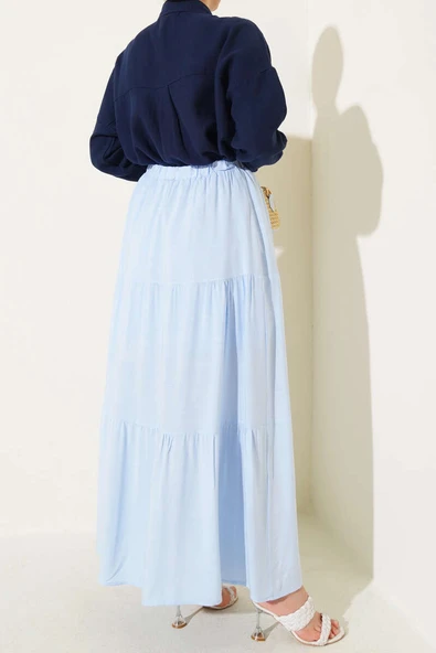 Boncuk İp Detaylı Etek Mavi - Resim 3