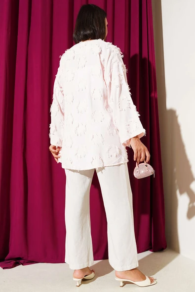 Püsküllü İp Bağcıklı Kimono Pembe - 3