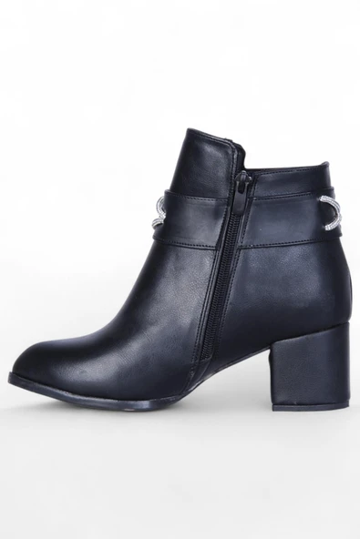 Ayakcenter By14 Cilt Siyah Ayışığı Kadın 7Cm Topuklu Bot - Resim 3