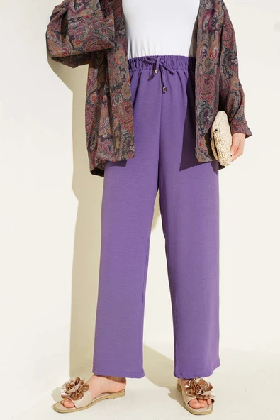 Ayrobin Bol Paça Pantolon Lila - Resim 2