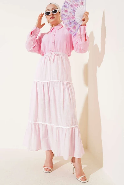 Mini Pon Pon Detaylı Etek Pembe - Resim 2