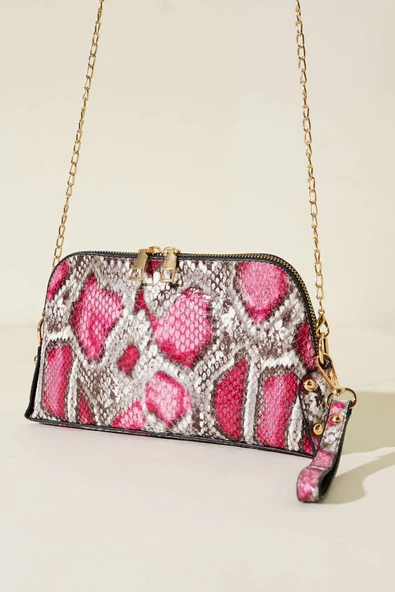 Fermuarlı Zincir Askılı Çanta Fuşya ürün görseli 1