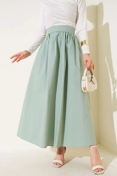 Beli Lastikli Kloş Etek Çağla Yeşili ürün görseli 1