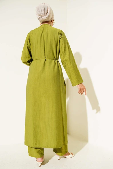 Fırfırlı Uzun Hırkalı İkili Takım Yeşil - Resim 3