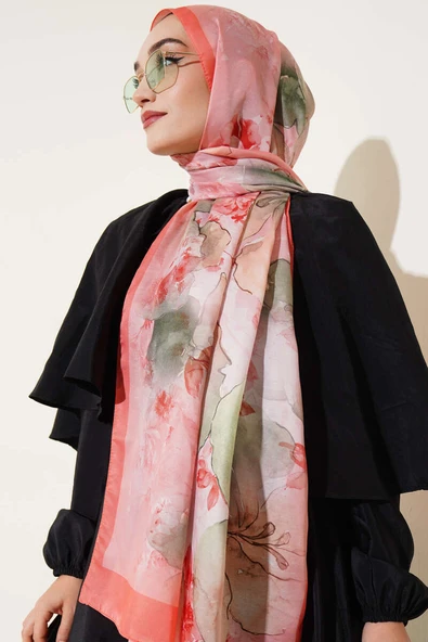 Meri Desenli Soft Şal Oranj - Resim 2