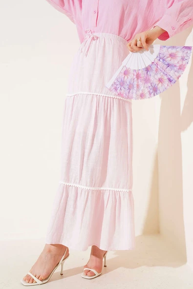 Mini Pon Pon Detaylı Etek Pembe ürün görseli 1