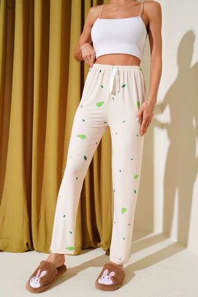 Desenli Pijama Bej ürün görseli
