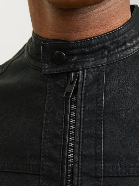 Jack&jones 12182461 Erkek Deri Mont - Siyah - Resim 6