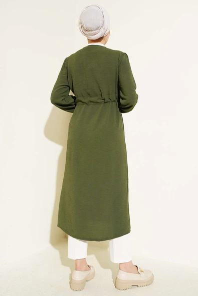 Ayrobin İçten Bağcıklı Hırka Haki - Resim 3