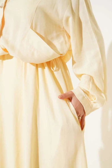 Bel Tünelli Ceketli Jile Takım Sarı - Resim 4