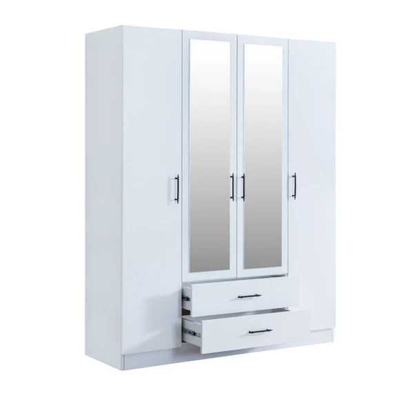 Gardırop, Blesk Hera 4 Kapaklı, Aynalı Çekmeceli Dolap - Resim 3