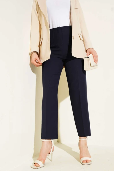 Sahte Cepli Beli Pensli Pantolon Lacivert ürün görseli 1